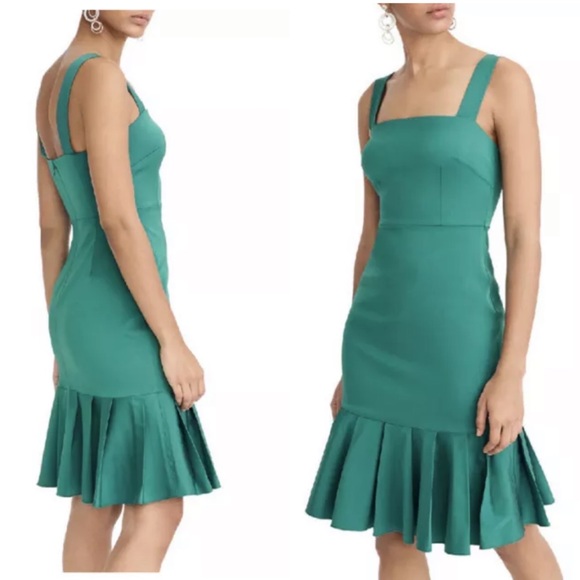 NWT J Crew FLUTED HEM STRETCH FAILLE DRESS IN ALPINE MEADOW Sz 6 K4437 - Picture 4 of 6
